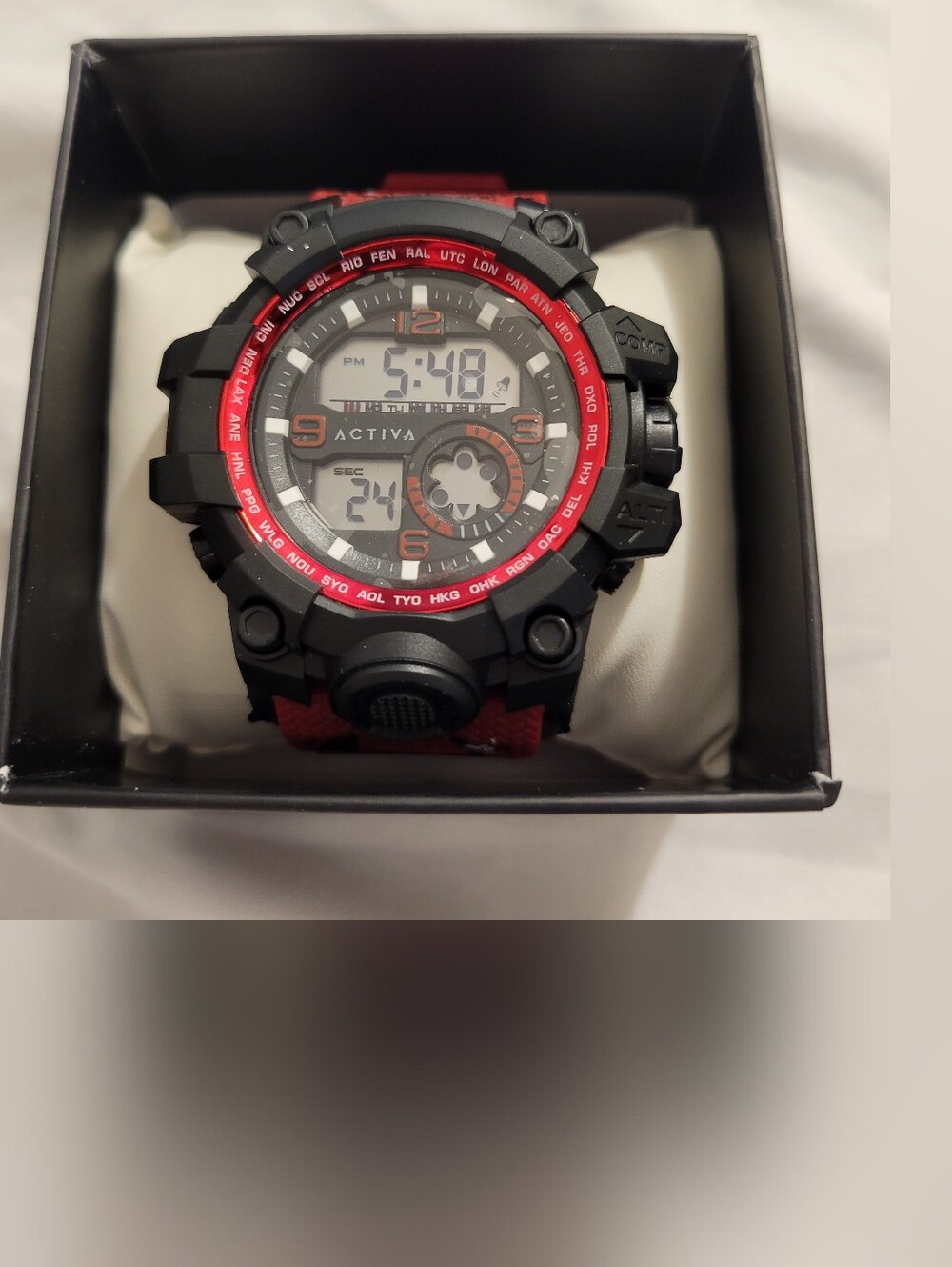 Activa Men's Black and Red Rugged Digital Sport Watch